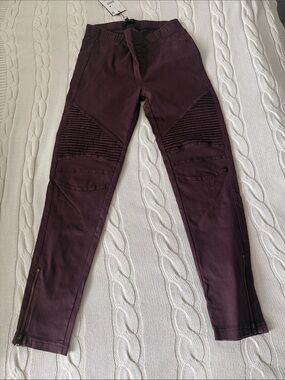 Women’s Burgundy Moto-Style Skinny Jeans | Beulah Brand Size L